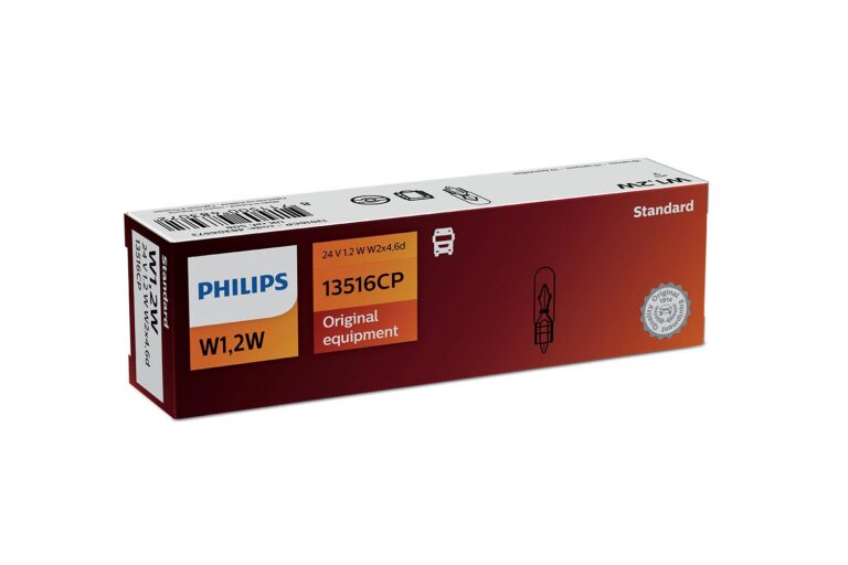 Philips W1,2W instrumentlyspære med wedgesokkel 10 pakning